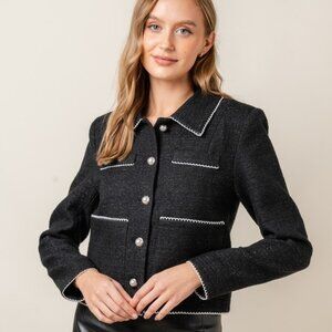 Black Women's Jacket Pearl Buttons size M